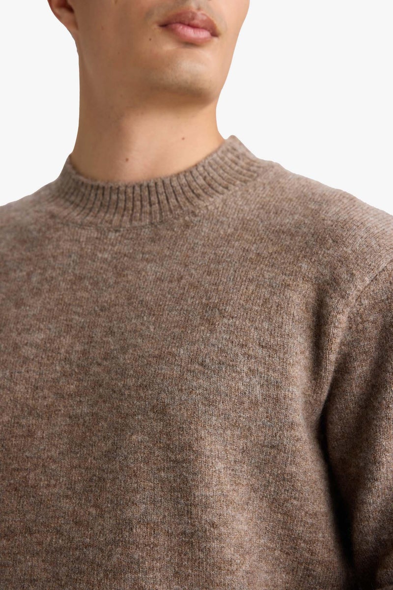 DeFacto Brown Man Relax Fit Crew Neck Knitwear Pullover Casual - Image 4